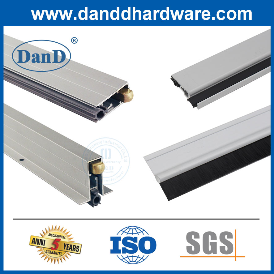 Guangdong Metal Drop Down Soundproofing Silicone Acoustic Automatic Adjustable Threshold Wooden Garage Door Bottom Brush Strip Rubber Sweep Seal