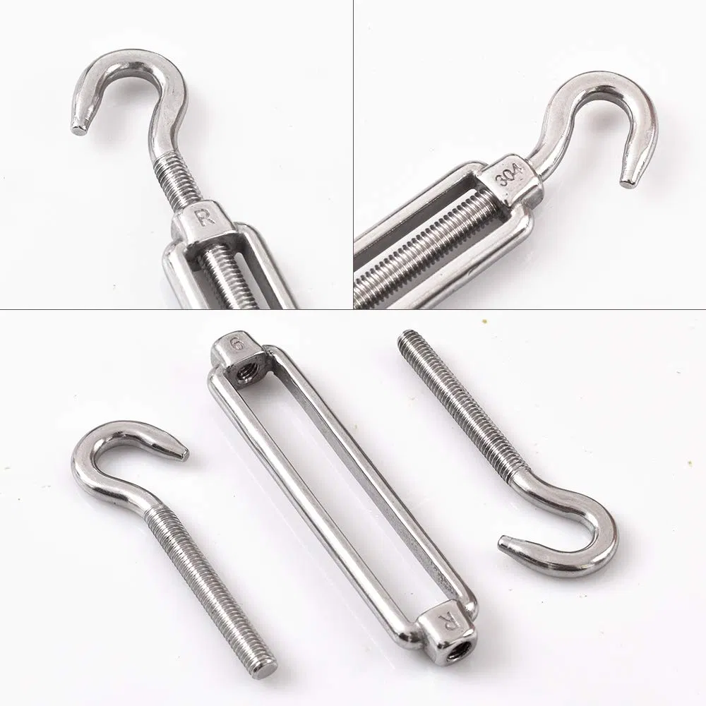 C to C Turnbuckle 304 Stainless Steel Hardware Kit for Wire Rope Tension Heavy Duty M6 Hook & Hook Turnbuckle