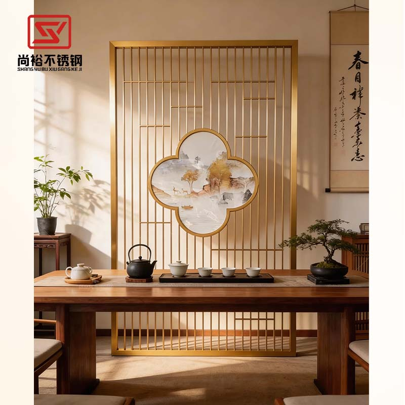 Luxury Stainless Steel Laser Cut Room Divider Table Screen