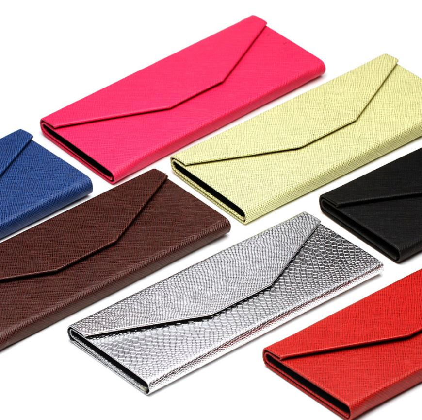 Customized Logo Fashionable Exquisite PU Leather Foldable Sunglasses Eyewear Eye Glasses Case