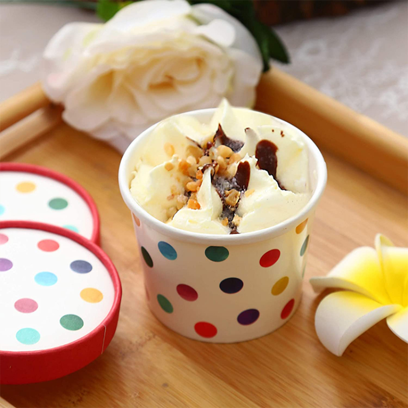 Custom Printed Personalized 3oz 4oz 8oz 12oz Yogurt Disposable Ice Cream Paper Cup with Lid
