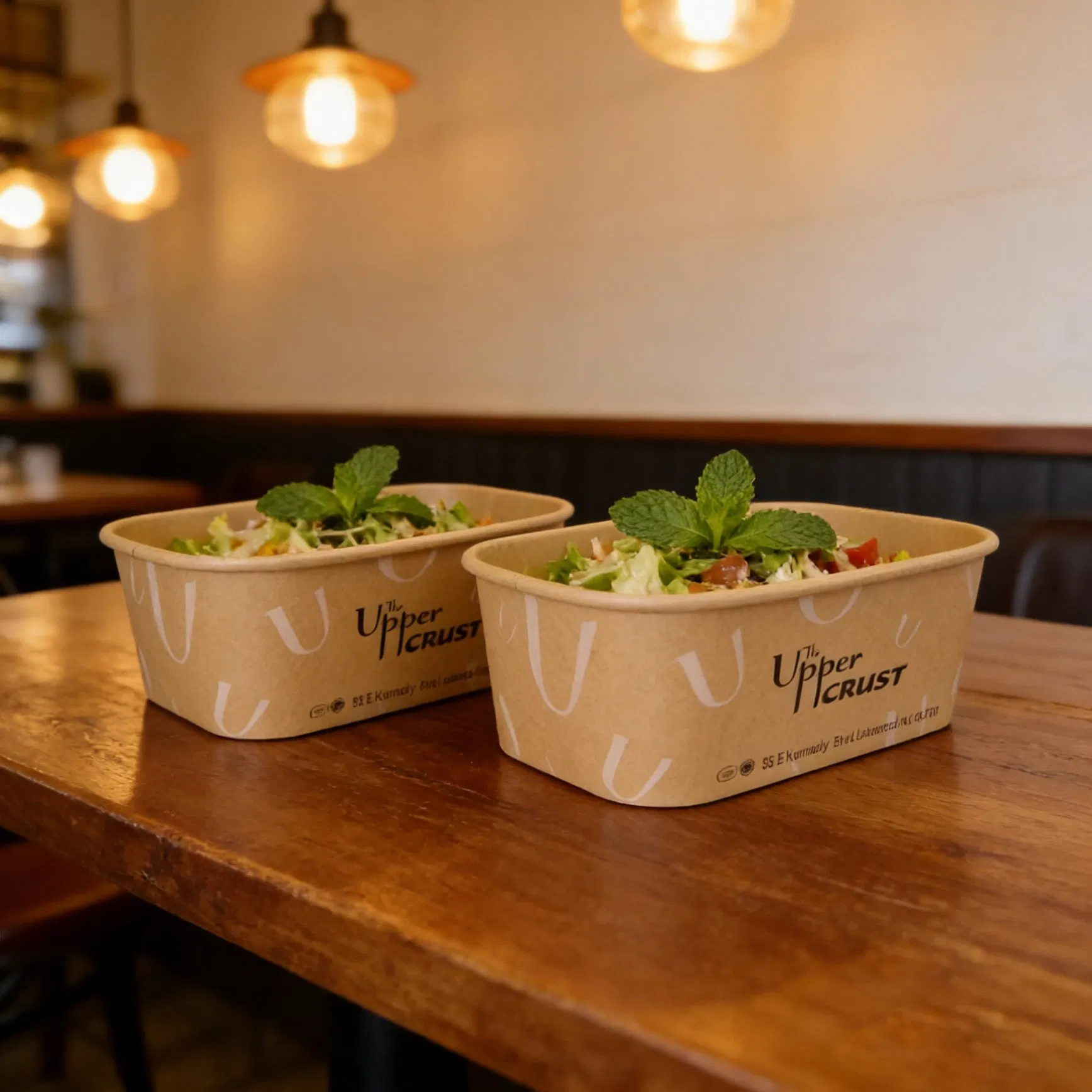 Custom Logo Printed Recycled Disposable Eco-Friendly Kraft Paper Salad Bowl