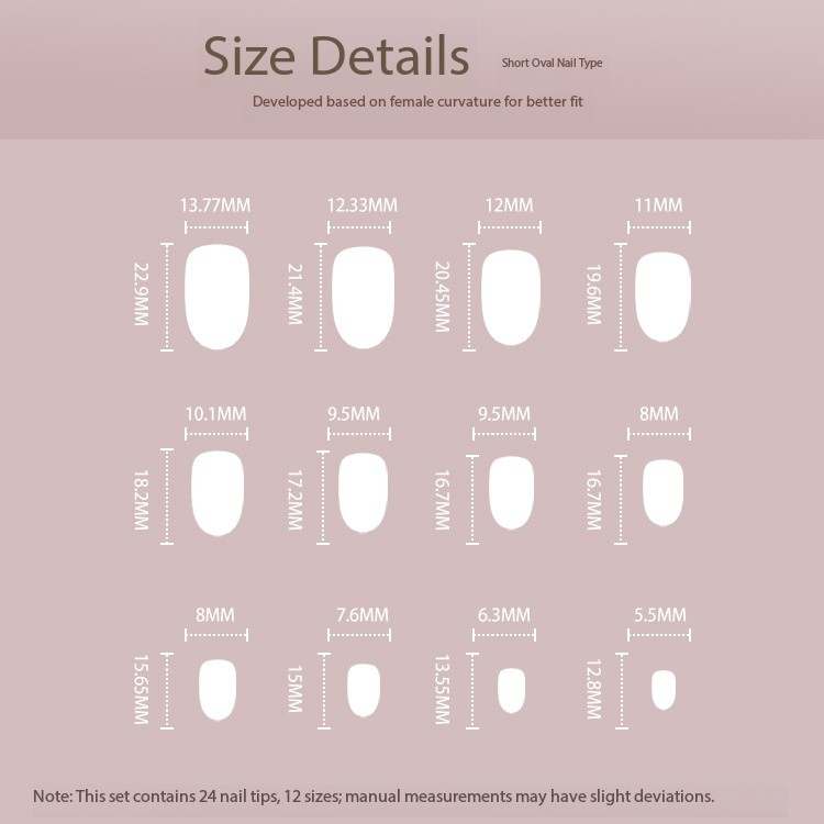 Multiple Sizes Fit Durable Matte Short Nude Artificial Nails