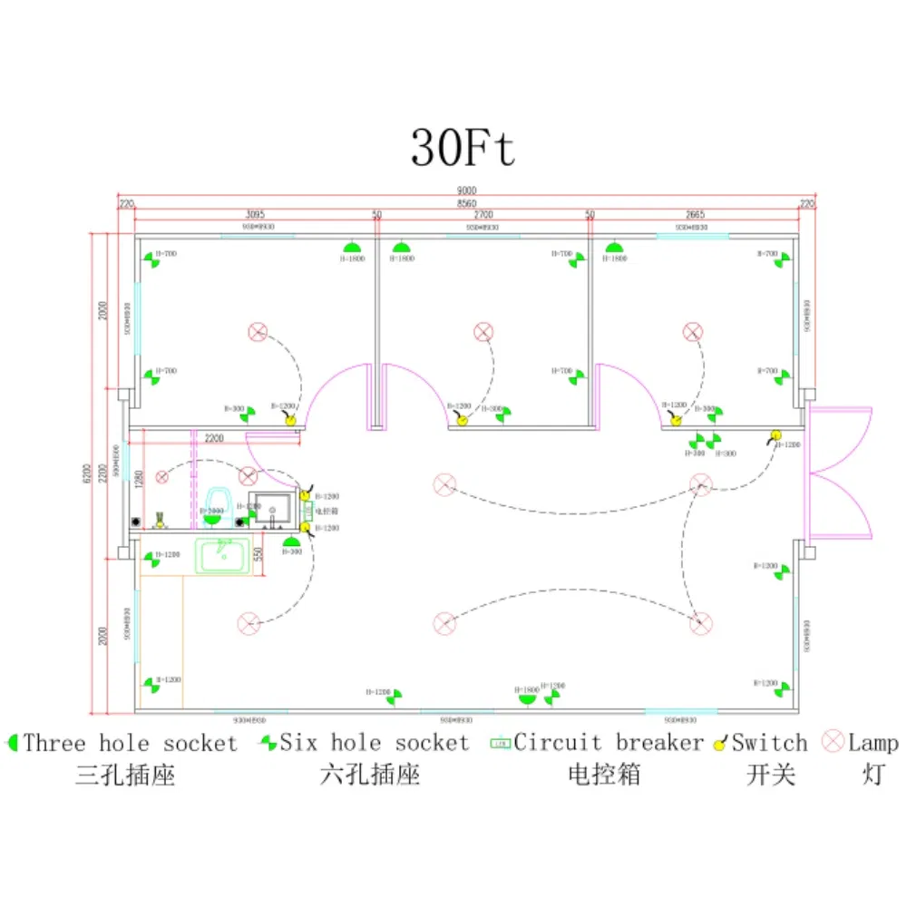 Damp-or-Wet-Areas Modular Container House for Shop with Wooden Doors