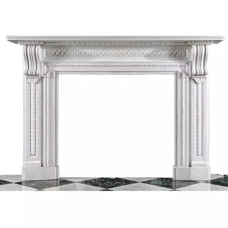 Absolute Black Marble Stone Fireplace Frame for Home Decoration