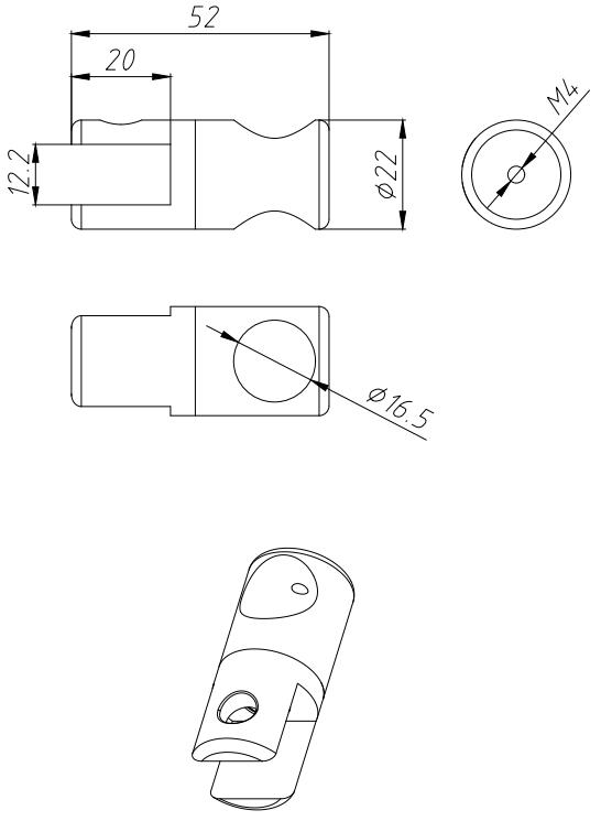 OEM Brushed-Stainless Shower Enclosure Glass Connecting Bracket for Ø 19mm Support Bar