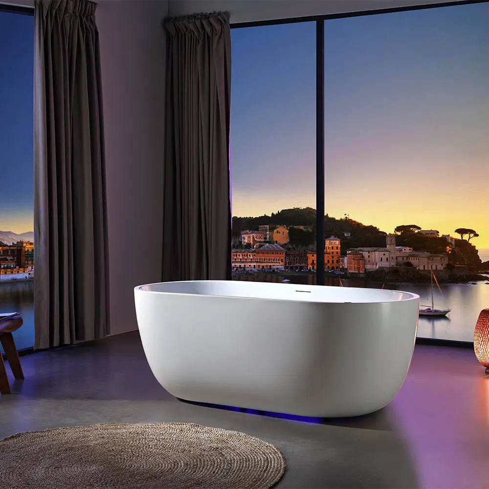 Акриловая отдельностоящая ванна черная овальная