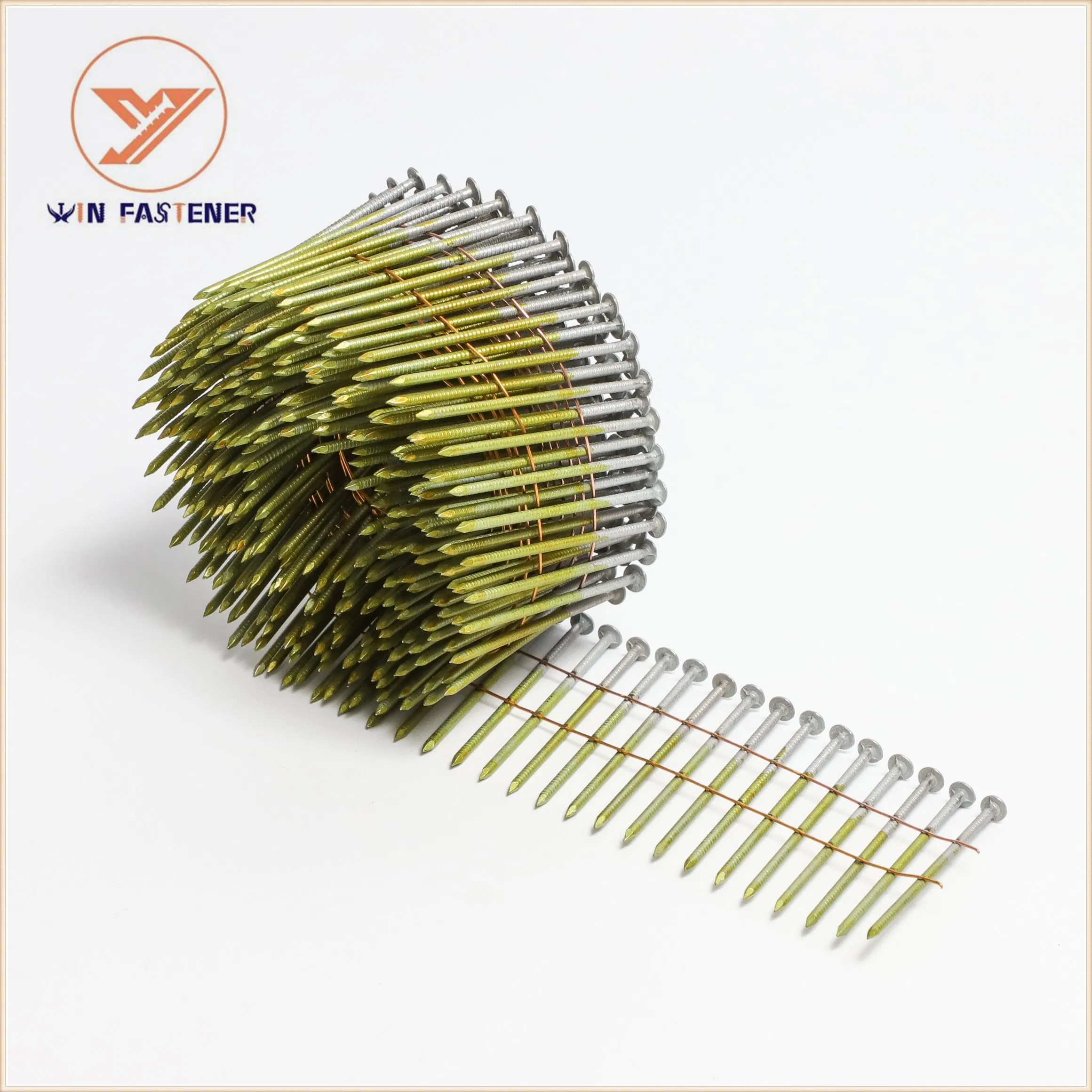 High Efficiency Pneumatic Double Wire Connected Coil Nail with Smooth Ring Screw Shank Options