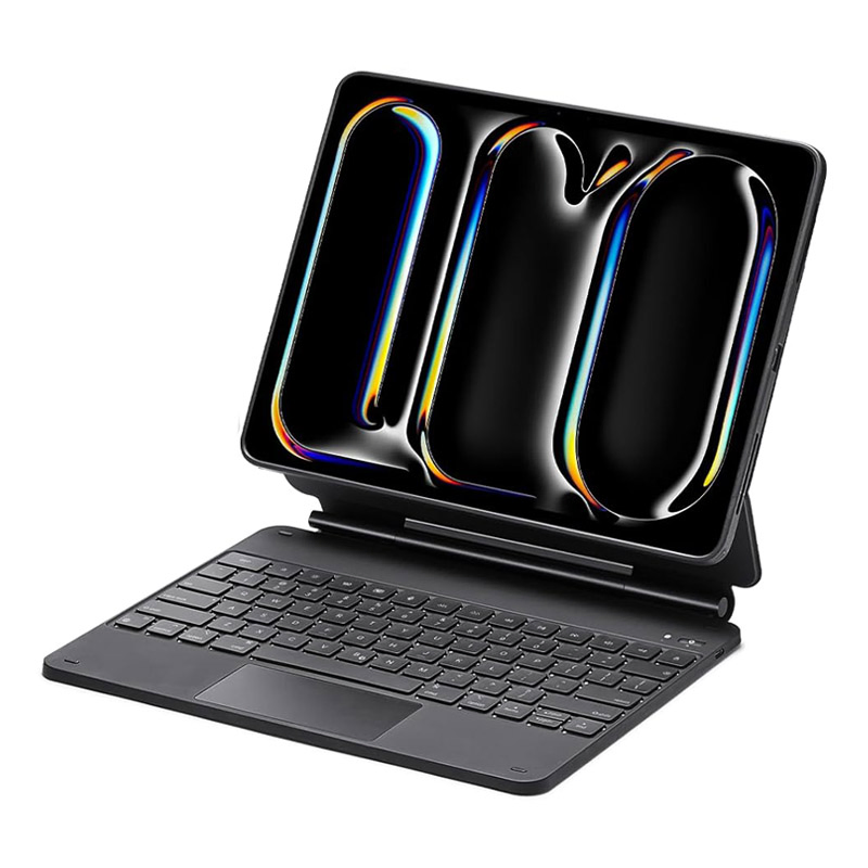 Bluetooth Keyboard Leather Case, with Non-Detachable Pivot Magnetic Case, Multi-Touch Trackpad/7-Color Backlit Keyboard Case for iPad PRO 13 (2024) 13-Inch