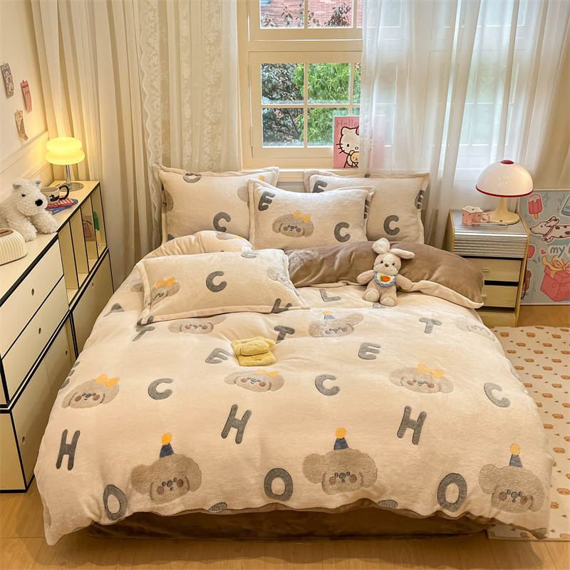 Winter Microfiber Fleece Flannel Bedding Set Cute Kawaii for Toddler Teen Boys