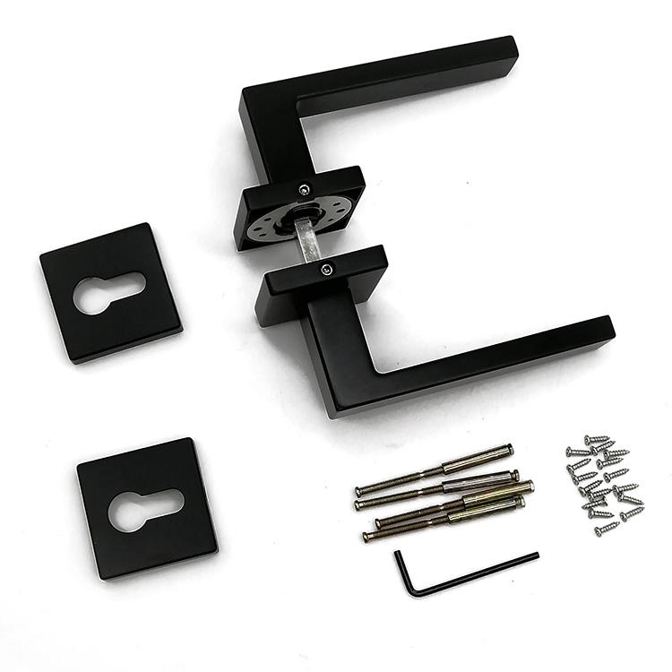 Matt Black Zinc Alloy Square Lever Door Handle Design Handles