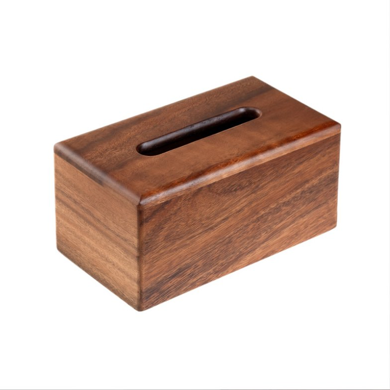 Black Walnut Wooden Office Desk Hotel Household Bathroom Tissue Napkin Box