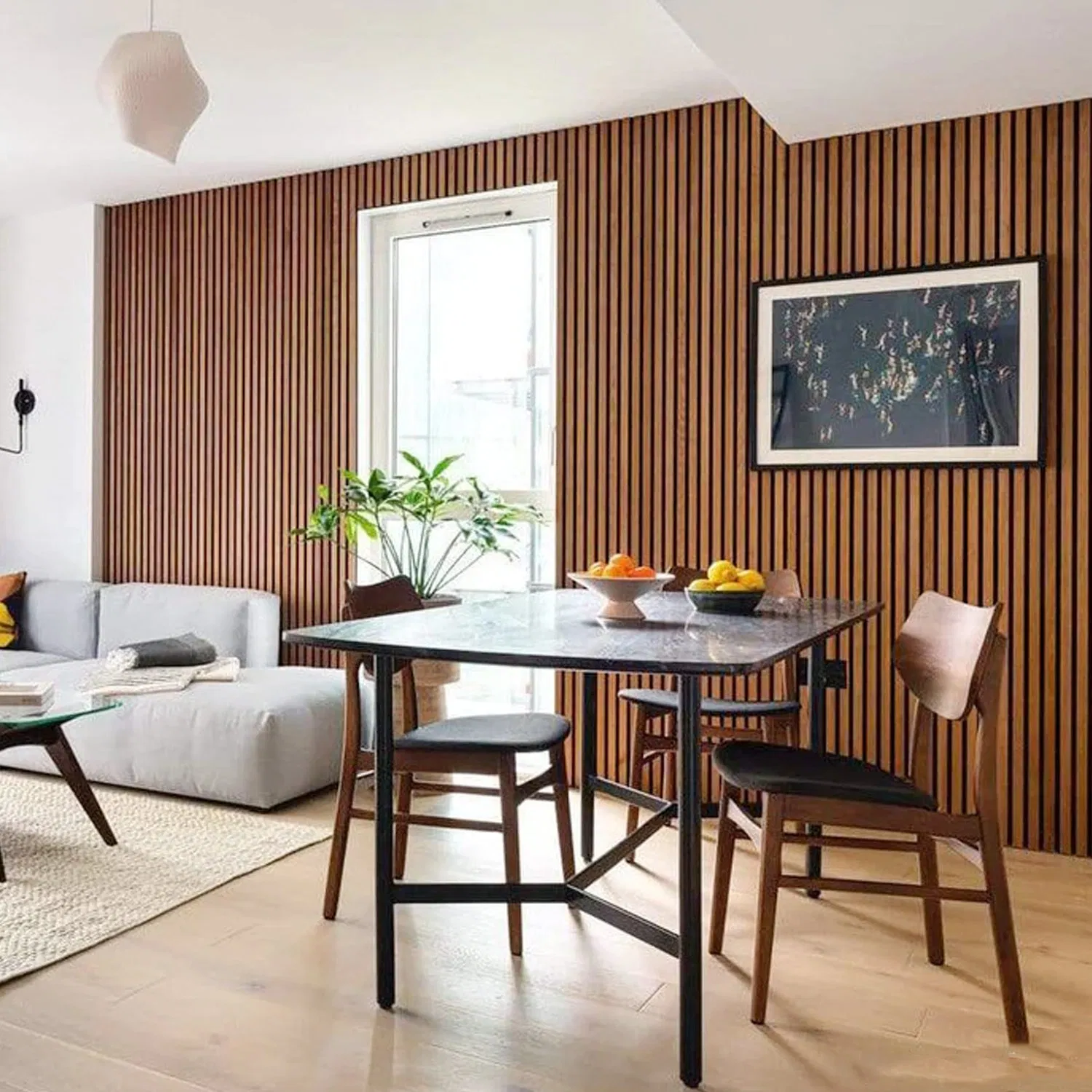 Soundproofing Wood Veneer Covered MDF Slats Wall Acoustic Wood with Pet Felt Backing for Home and Office