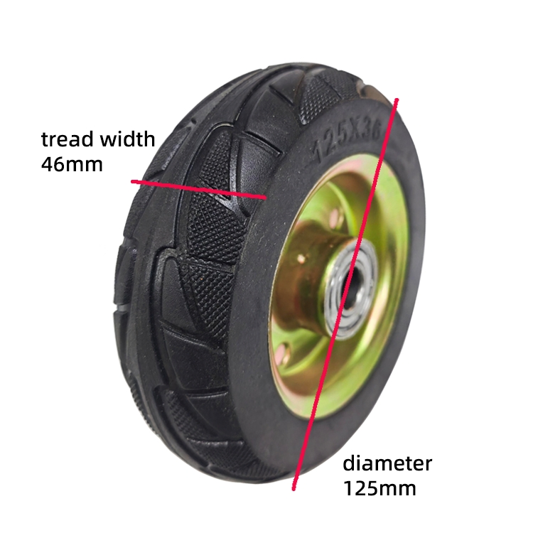 5-Inch Medium-Duty Rubber Wheels with a Non-Slip Textured Surface, Suitable for Tool Carts and Handcarts.