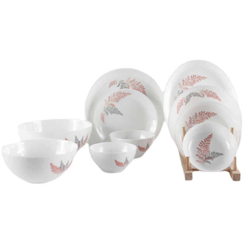 Jade Poecelain Dinner Plates Opal Glassware for Home High Quality Dishes Set