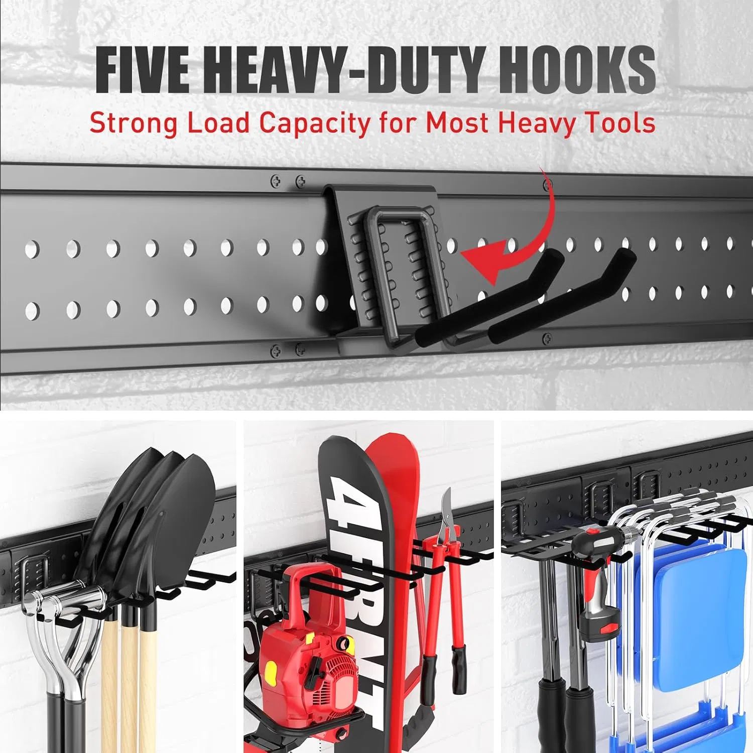 Garden Tool Hook Organizer Wall Mount Tool Storage Rack Shovel Holder