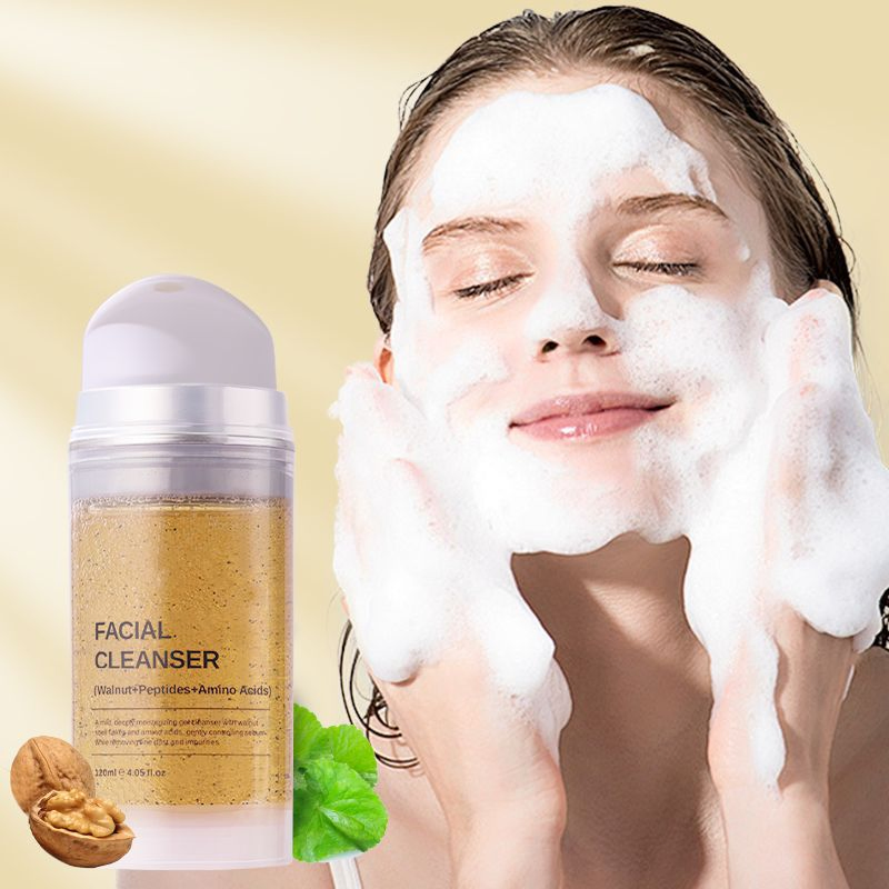 Oil-Control Hydrating Moisturizing Firming Walnut Face Wash Facial Cleanser Amino Acids Facial Foam Cleanser