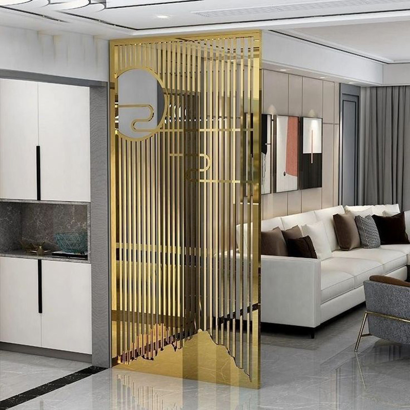 Customized Art Deco Style Living Room Partition Screen Interior Stainless Steel Aluminum Room Dividers