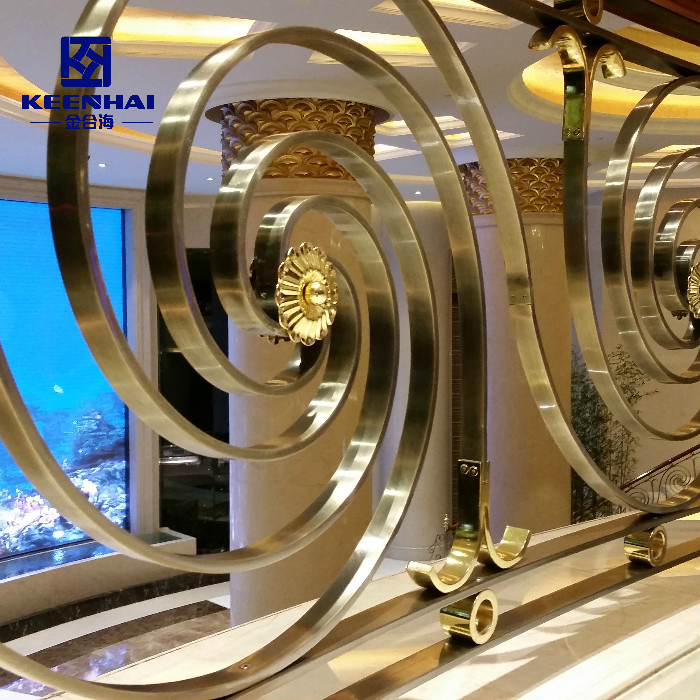 Luxury Gold Color Staircase Aluminum Stair Handrail for Villa