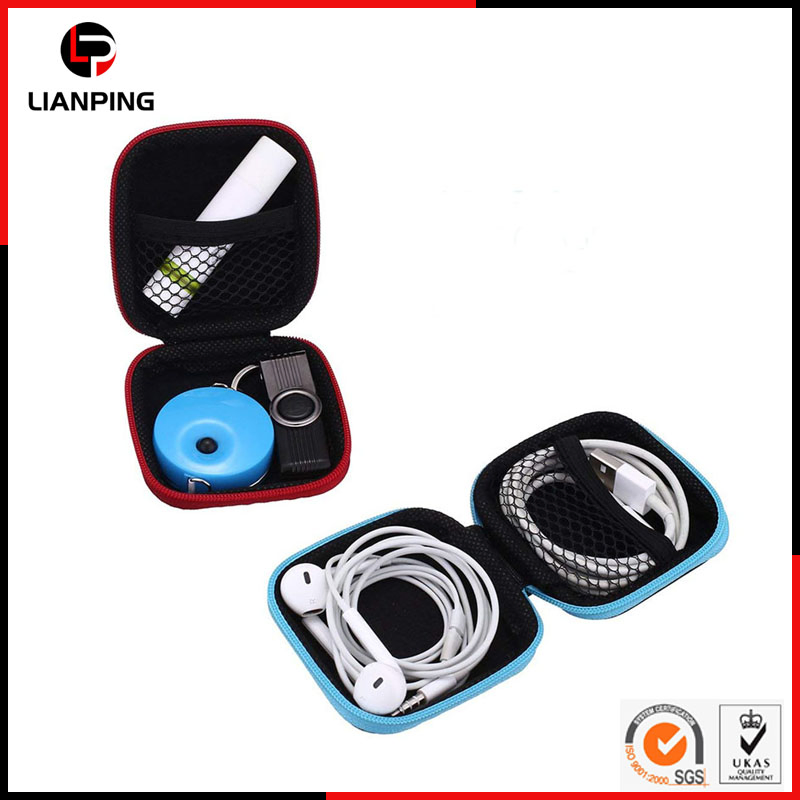 Durable Shockproof Hard EVA Earphone Carrying Case with Mesh Pocket