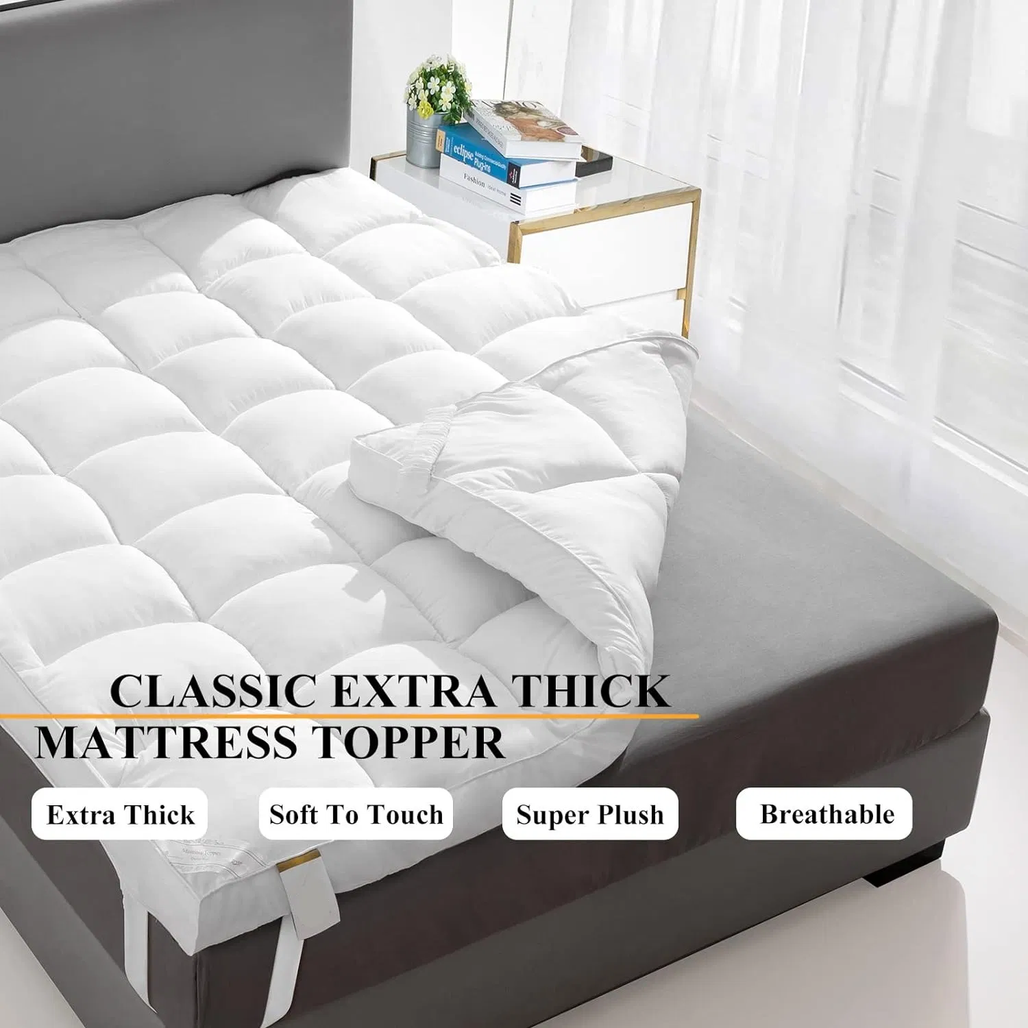 Cooling Mattress Topper Extra Thick Twin Mattress Topper for College Dorm