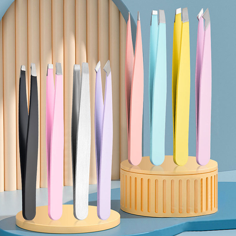 Colored Stainless Steel Hair Splinter Removal Beauty Lash Application Eyebrow Shaping Tweezers