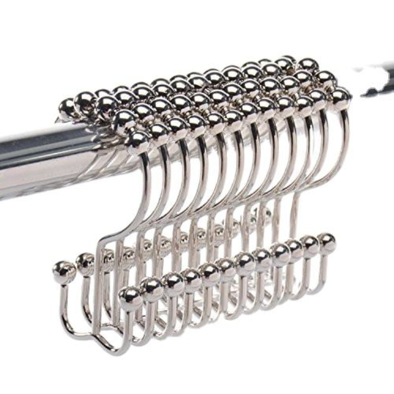 Wholesale Stainless Steel Double Hooks Design Shower Curtain Hooks Rings