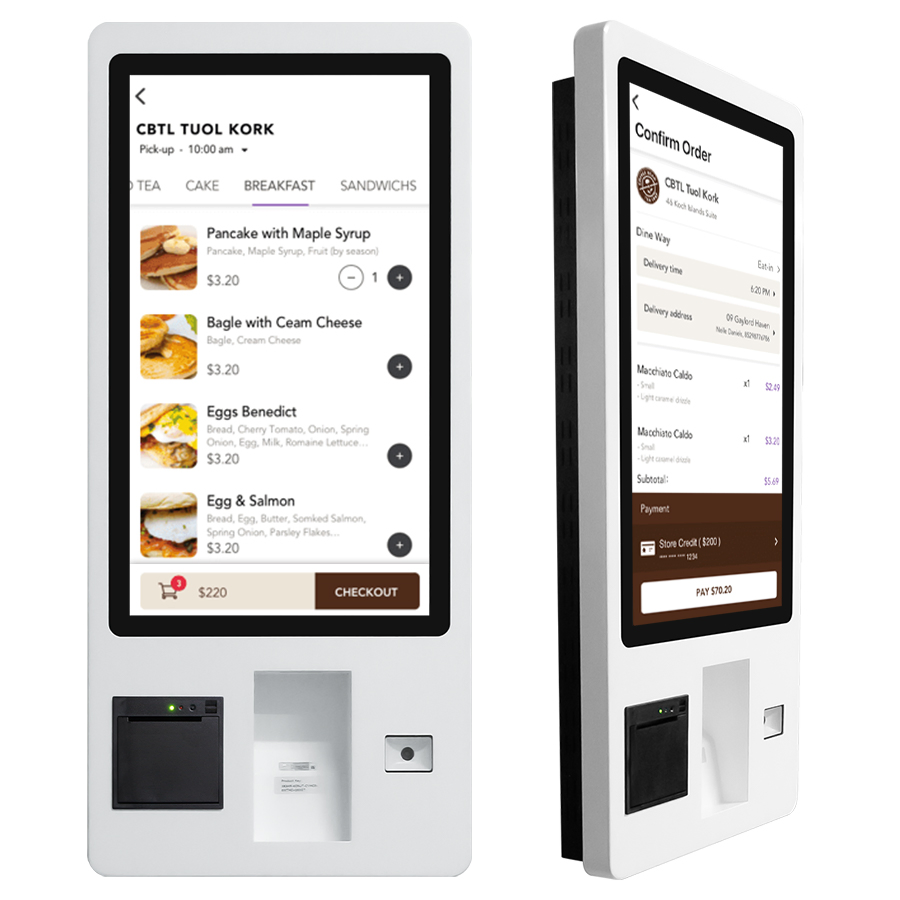 Customized POS System 10 Points Capacitive Touch Retail Self-Service Kiosks Fast Food Ordering Machine for Restaurants
