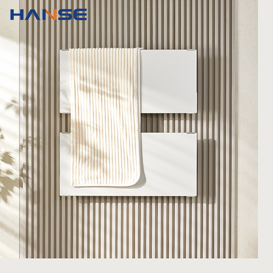 Modern Non-Perforated Black Towel Rack Bathroom Accessories Aluminum Double Towel Rack