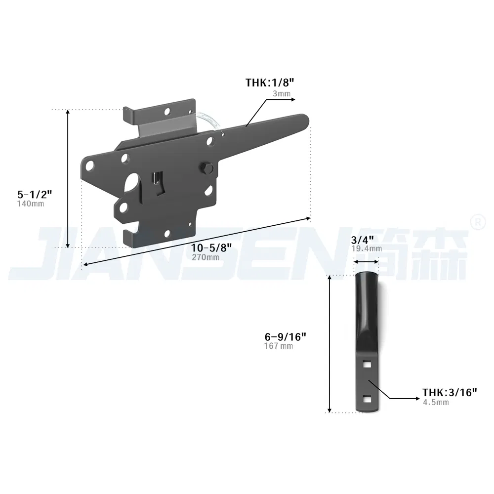 Us Local Stock Black Carbon Steel Adjustable Self Locking Spring Fence Gate Lock Latch