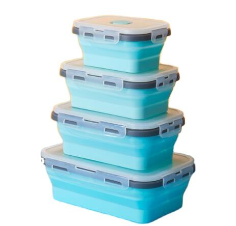 Lunch Box Food Grade Telescopic Collapsable Rubber Silicone Food Storage Container Box