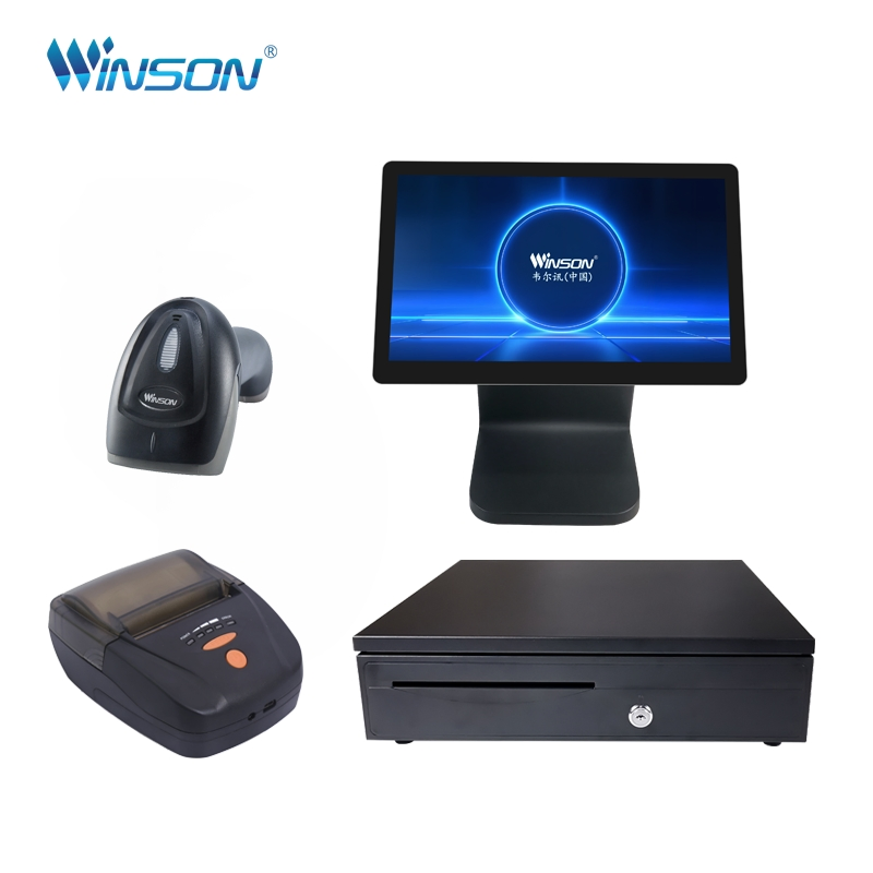 Desktop Core I5 PC Terminal POS Android All in One Touch Screen POS 15.6 Inches Cash Register Machine System