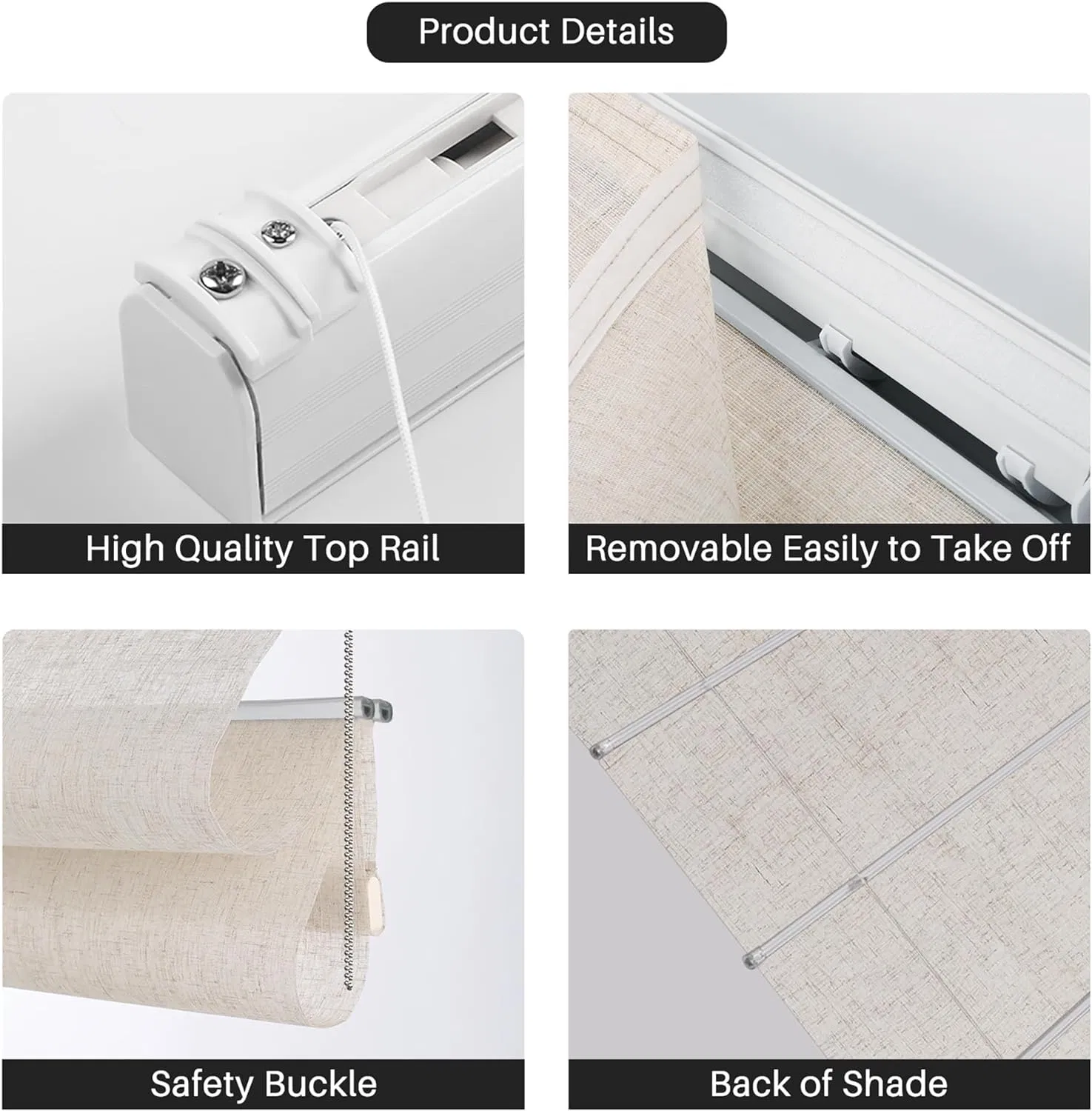 Roman Shades Blackout Smart Motorized Polyester Bamboo Curtains Reed Blind