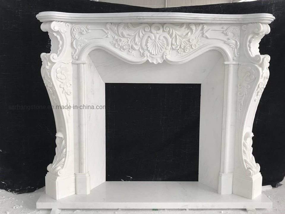 French Style Popular Design Hand Carved Decorative Marble Fireplace