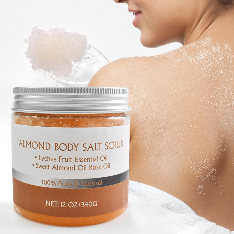 Gentle Natural Moisturizing Exfoliating Refreshing Revitalizing Nourishing Soothing Almond Body Salt Scrub for Skin Care