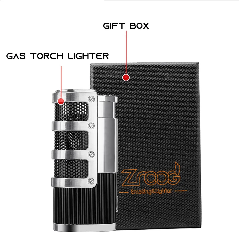 All-in-One Torch Cigar Lighter with Adjustable Flame Cigar Punch Holder Honorable Gift for Men