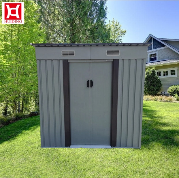 Durable Gray Metal Shed for Outdoor Tool Storage