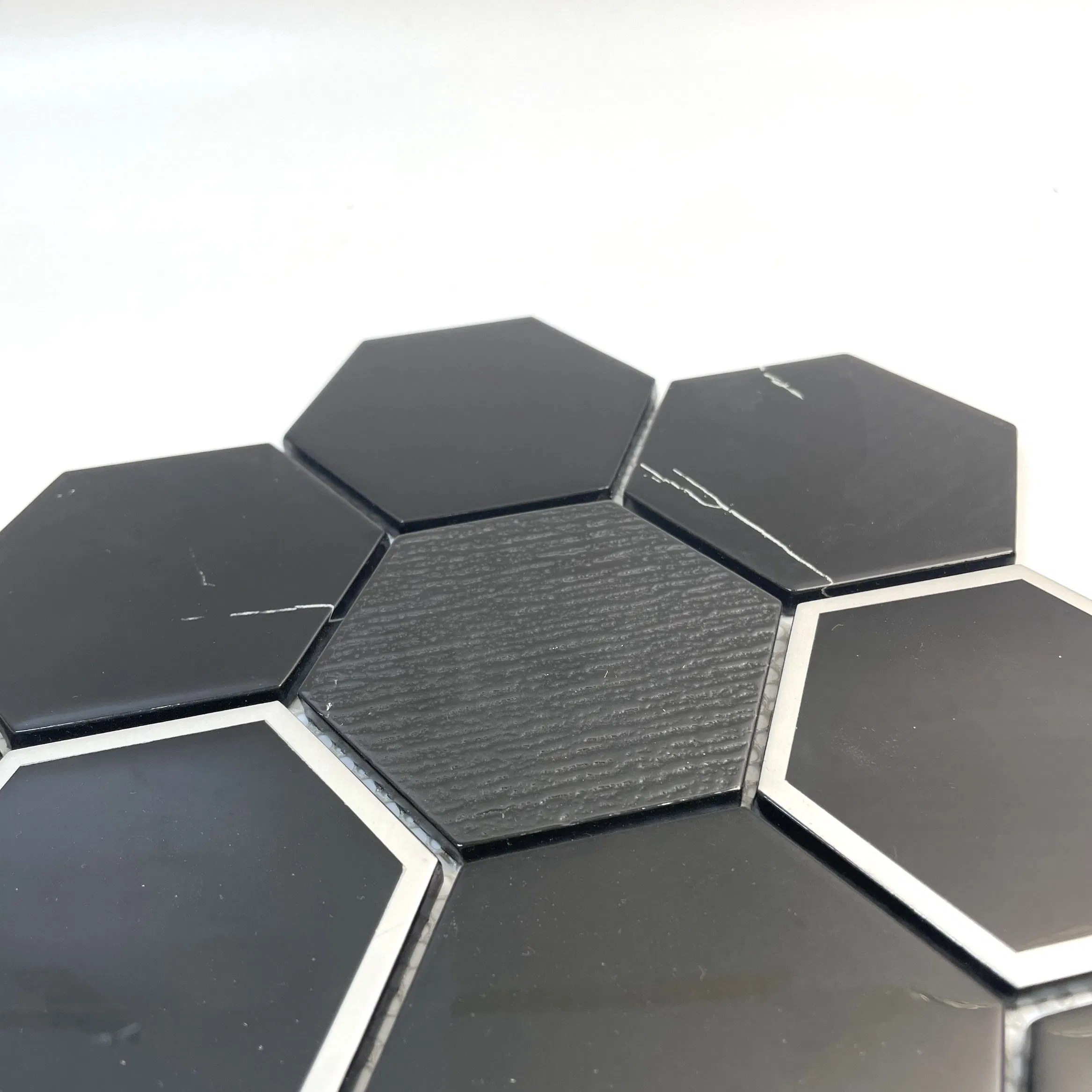 Popular Design Hexagon Electroplated Blend Glass Mosaic Backsplash Kitchen Tiles for Home Decoration