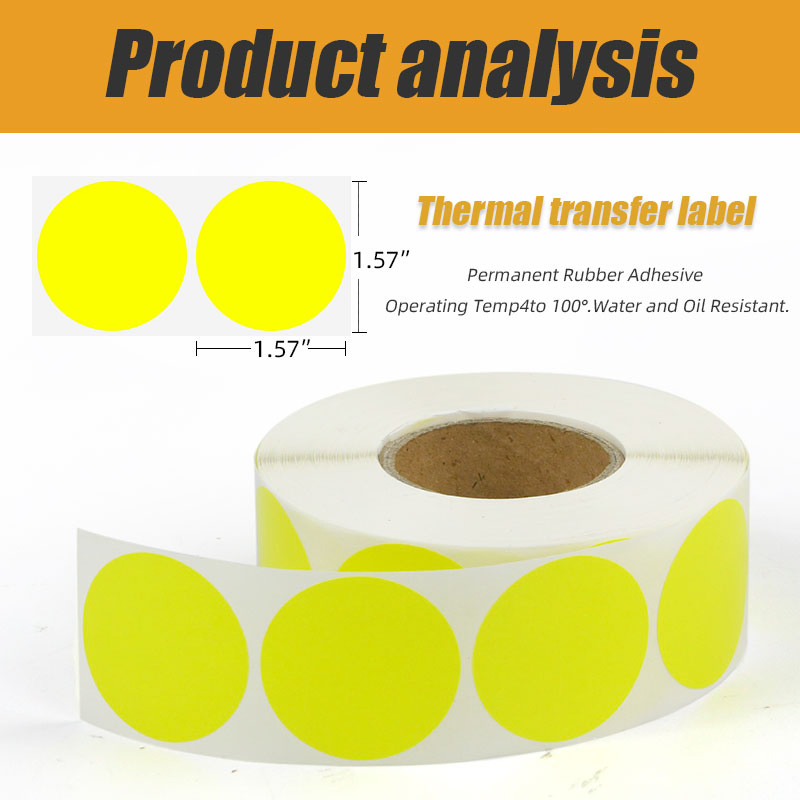 Colorful Fluorescent Yellow Circular Round DOT Label Coated Paper Self Adhesive Label