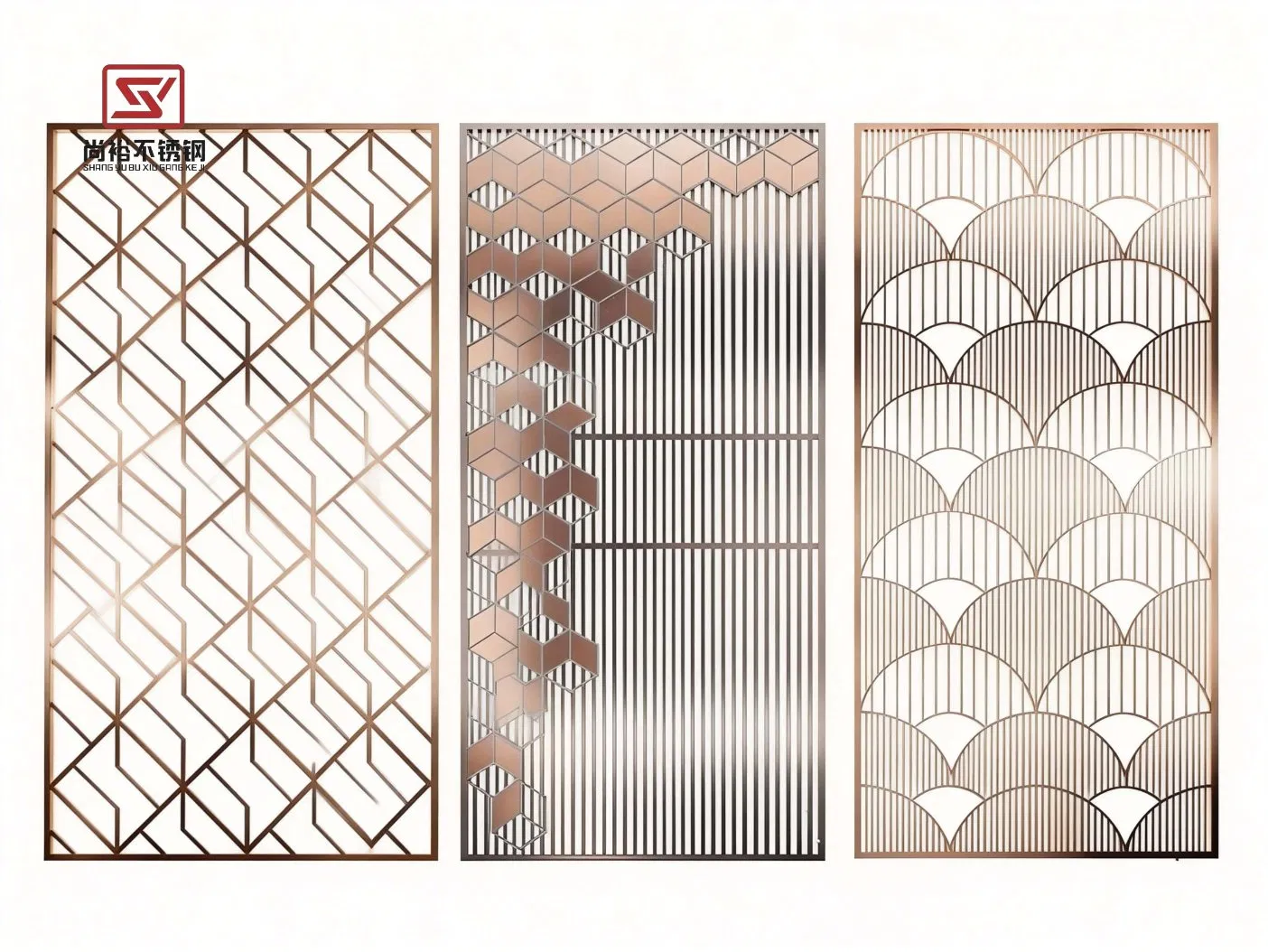 Elegant Stainless Steel Room Divider Screen with Laser Cut Design