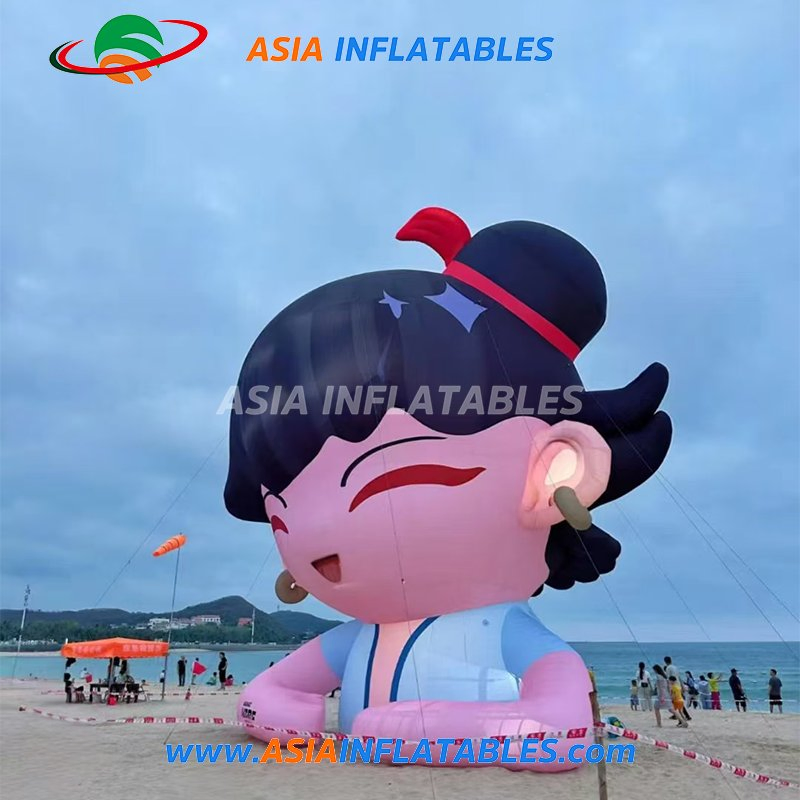 Outdoor Giant Nezha Dragon Prince Inflatable Advertising Characters Display with LED Lighting