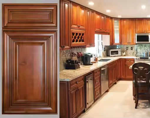 Customizable Solid Wood Kitchen Cabinet with Built-in Wine Rack for Home Bar