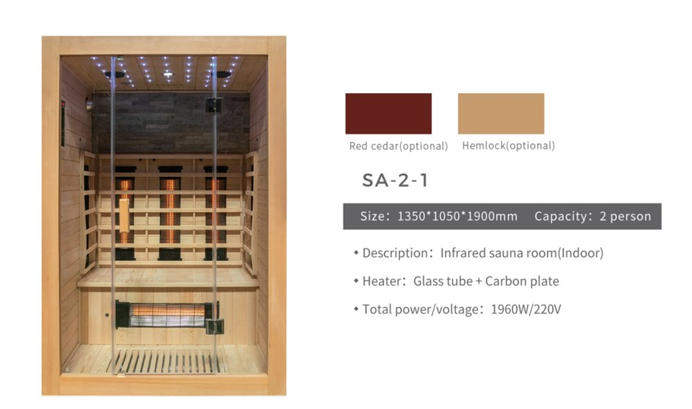 Luxury Infrared Sauna Room Outdoor with Sauna Stove Far-Infrared Wooden Sauna Box