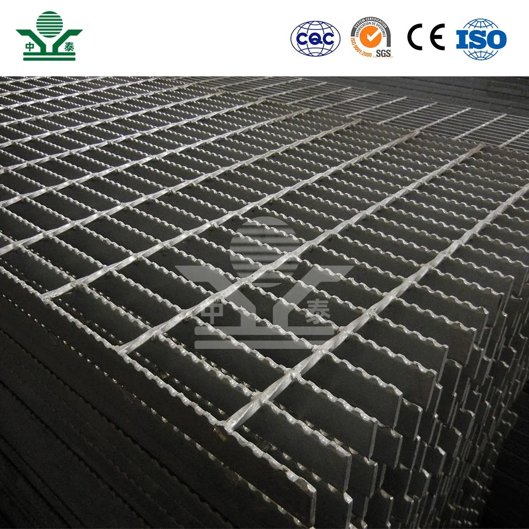 Zhongtai Galvanized Steel Grating Platform China Wholesalers Steel Trench Grating 1 - 3/16 Inch Bearing Bar Pitch Swimming Pool Overflow Steel Grating