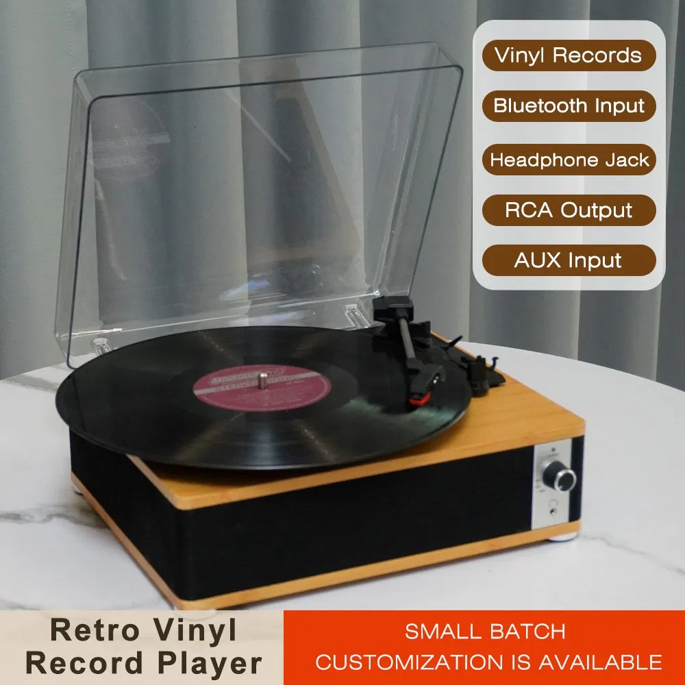 Multifunctional Classic Wooden Radio Gramophone Vinyl Turntable Recorder Bluetooth Record Player