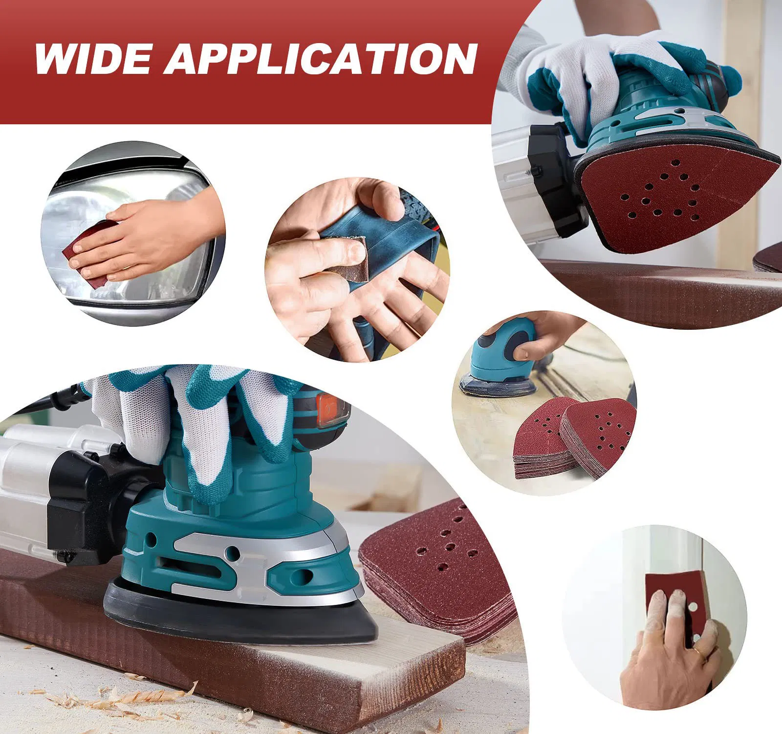 Sandpaper 50 PCS Mouse Sanding Pads 12 Hole Mouse Sandpaper Assorted