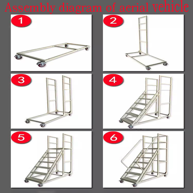 Supermarket Tally and Access Ladder Warehouse Industrial Mobile Platform Ladder with Wheels