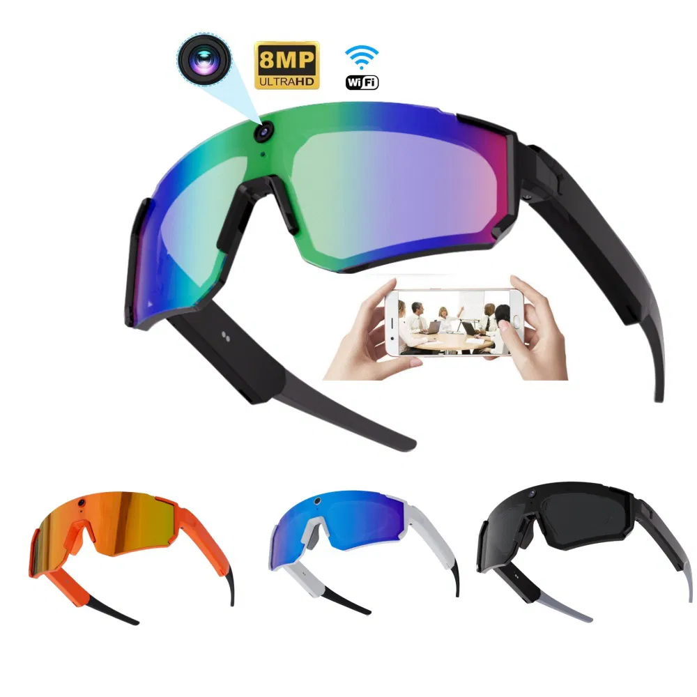 Умные очки V06 с камерой 8Мп, Bluetooth 5.3, оранжево-красные