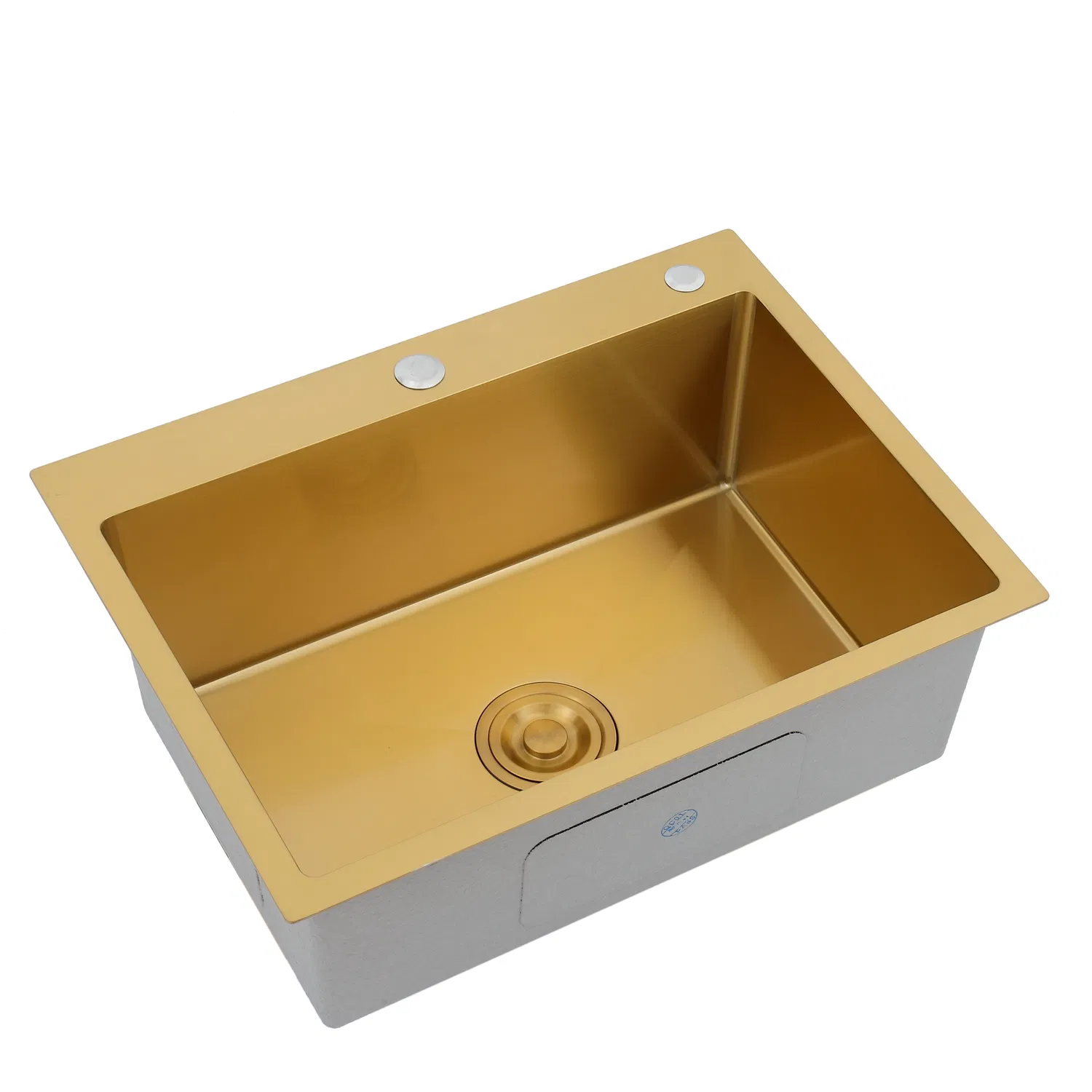 Free Anti-Dumping Popular High Quality SS304 Topmount Single Bowl with Faucet Hole Handmade Kitchen Sink, Color Sink, Gold Nano Sink