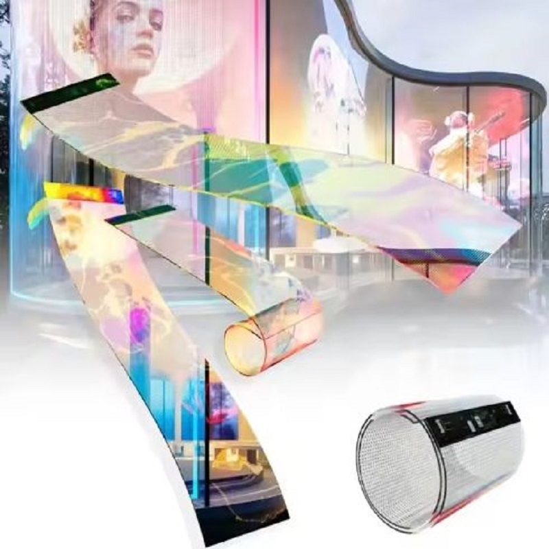 Adhesive LED Flexible Transparent Display Soft Crystal Film Screen for Glass